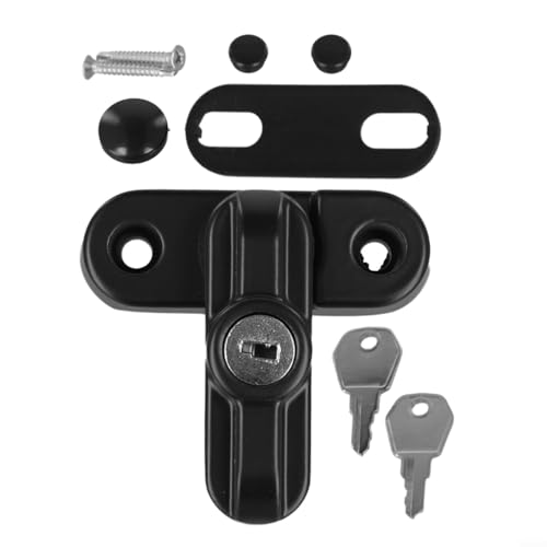 Serrure de porte en alliage UPVC avec bloqueur de châssis et clé pour restreindre le mouvement de la porte et améliorer la protection contre les tentatives de cambriolage (noir)