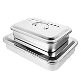DECOMELODY Tragbare Sterilisationsbox aus Edelstahl 2 Stück mit Deckel Rechteckige Medizinische Instrumentenschale Autoklavierbar für Klinik und Labor Rostfrei 24x16cm 30x20cm