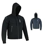 PROFIRST Men's Motorcycle Hoodie CE Armored Softshell Protective Zip up Waterproof Jacket Hoody Lined All Weather Black Small