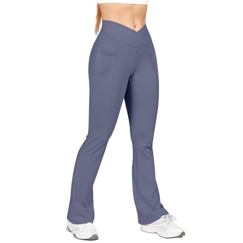 Legging évasé femme taille haute avec poches croisées pour le yoga