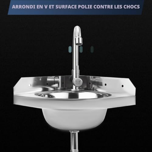 Évier en acier inoxydable compact d'angle avec robinetterie intégrée - 4