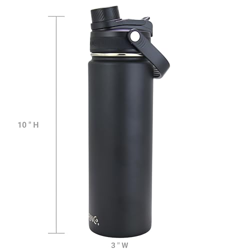 Image of Drinco Stainless Steel Water Bottle Spout Lid Vacuum Insulated Double Wall Water Bottle Wide Mouth Leak Proof Keep Cold Sport Camping Hiking (22oz Black II)