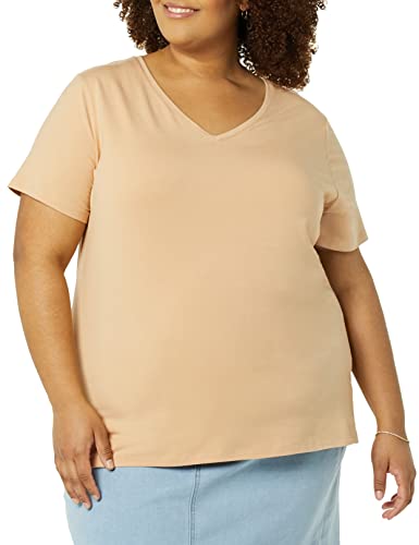 Image of Amazon Essentials Women's Plus Size Short-Sleeve V-Neck T-Shirt