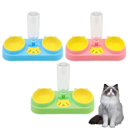 Comedouro Duplo para Pet Gatos e Cachorros de Pequeno Porte ou Filhotes Inox Ração e Água