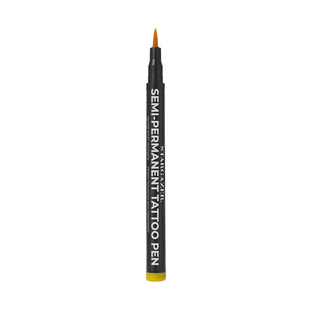 Stargazer Semi-Permanent Vegan Tattoo Pen 3. Up To 24 Hour Strong Yellow Colour For Skin Art With A Fine Line Nib.