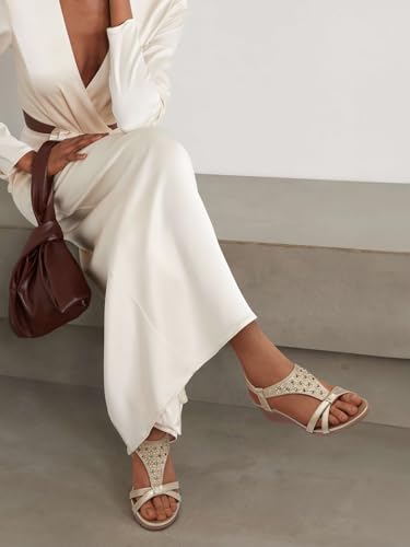 TEMOFON TEMOFON Sandals for Women Wedge Dressy: Summer Open Toe Dress Sandal Comfortable Casual Low Platform Beach Shoes Champagne Gold Size 8