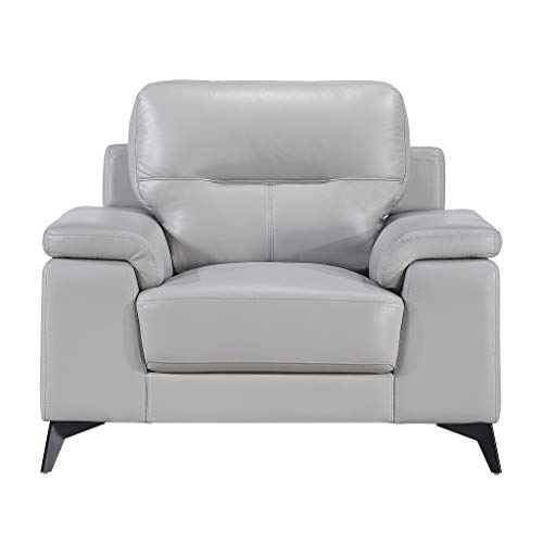 Lexicon Mischa Leather Match Accent Chair in Silver Gray