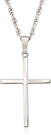 Ross-Simons Men's Sterling Silver Classic Cross Pendant Necklace. 22 inches