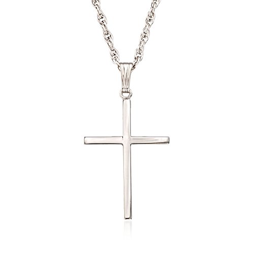 Men's Sterling Silver Classic Cross Pendant Necklace. 22 inches