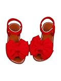 GORGLITTER Girl's Sandals Dressy Bow Ankle Strap Sandal Open Toe Slides Flats Summer Cute Vacation Sandals Red 5