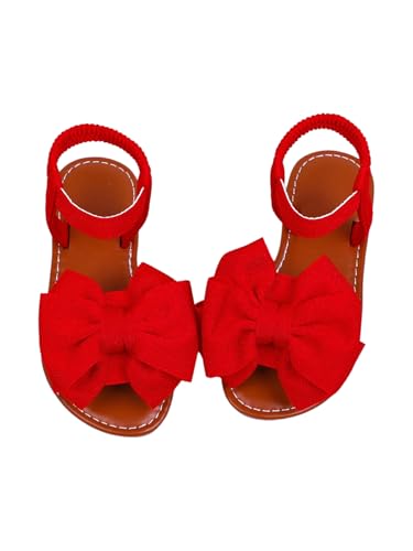 Image of GORGLITTER Girl's Sandals Dressy Bow Ankle Strap Sandal Open Toe Slides Flats Summer Cute Vacation Sandals
