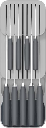 Kitchen Drawer Knife Organizer, 9-Knife Storage Block, Grey, 15.55 x