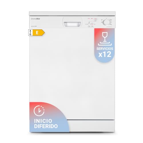 UNIVERSALBLUE Lavavajillas Blanco 60 cm | Lavaplatos Libre Instalación con 5 Programas | Máquina de Lavado con Programa ECO y Lavado Media Carga | Smart Washing | ENVIO + SUBIDA A PLANTA GRATIS