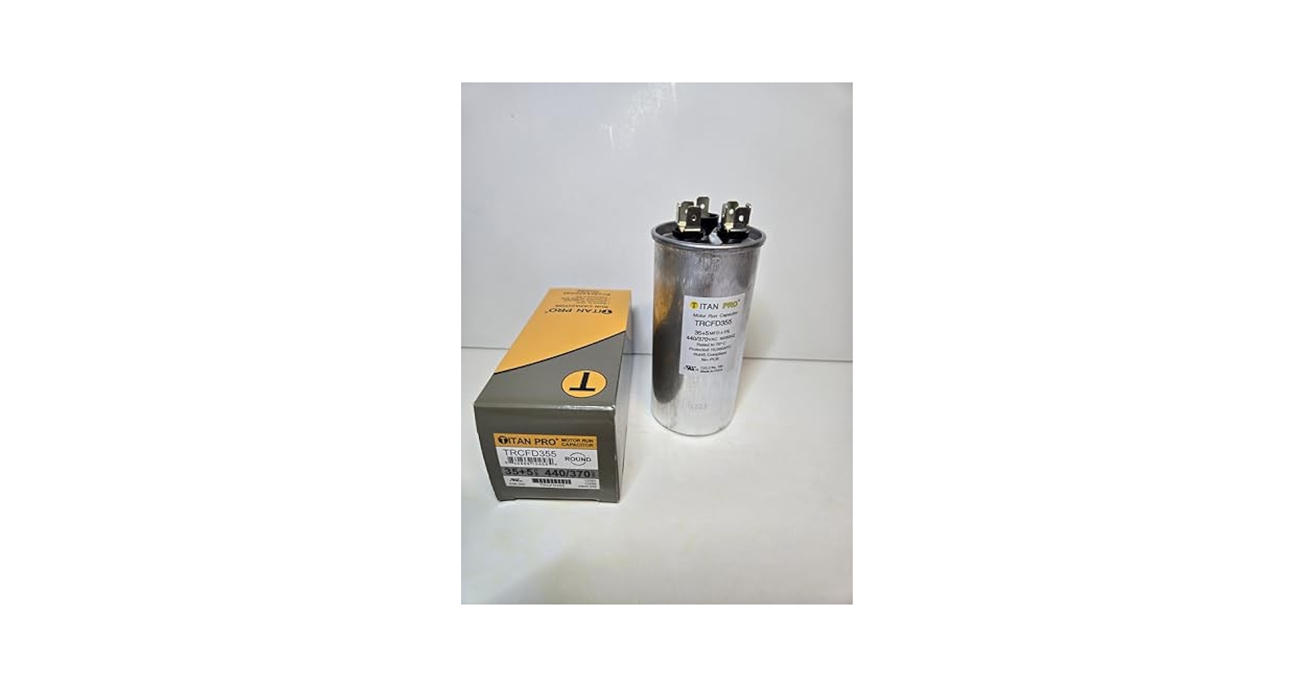 Titan Pro TRCFD355 35+5 Round Dual Motor Run Capacitor. 35/5