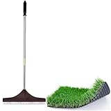 Suinga SPAZZOLA per pettinare il TAPPETO ERBOSO ARTIFICIALE - TAPPETI, asta telescopica da 122 cm, manico in acciaio resistente, erba sintetica, rastrello da giardino, marrone