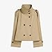 Maohao Women's Cropped Trench Coat Double Breasted Short Jacket High Collar Fall Winter Coats Trendy Outfit with Belt(Khaki,S)