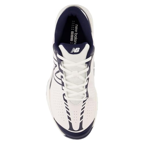 New Balance New Balance Men's 696 V5 Hard Court Tennis Shoe, White/Navy, 12 M
