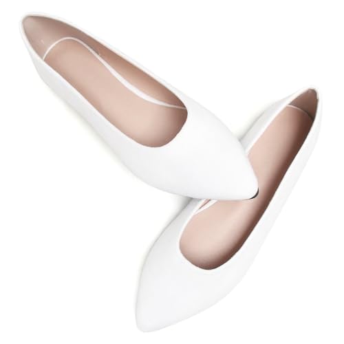 Image of Dear Time Women's Pointed Toe Ballet Flats Simple Casual Office Work Flats Slip-on Comfortable Shoes