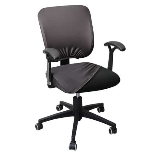Image of HOKIPO Office Chair Cover for Task Chair - 140 GSM Stretchable Fabric - Anti-Slip & Washable - Fits Small Office Chairs Without Headrest, Graphite Grey (AR-6203-DGRY)