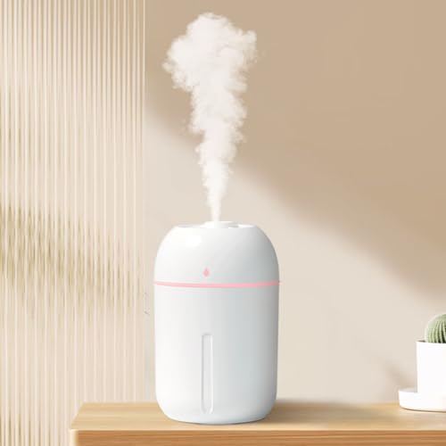 加湿器 卓上 小型 静音 充電式 かわいい ミニ加湿器 大容量 2段階ミスト 持ち運び便利 空焚き防止 USB 小さい バッテリーなし 軽量 コンパクト 水漏れ防止 乾燥対策 オフィス 車載 寝室 部屋 新年 プレゼント(ホワイト)