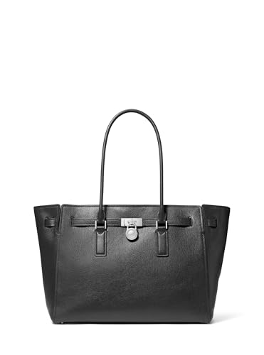 Michael Kors Hamilton Large Tote, Silver-Tone Hardware/Urbino Leather/Black