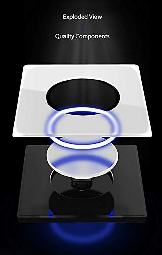 Interrupteur mural circulaire va-et-vient bouton poussoir verre indicateur LED gris - 5
