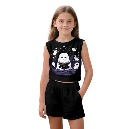 Outfits for Girls Sleeveless Shirts Tees Shorts Summer Clothes Size 5-14