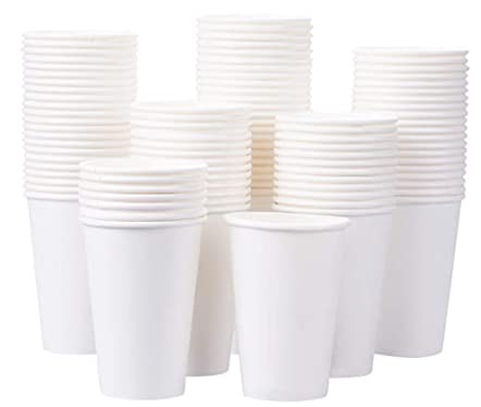 Lot de 150 gobelets jetables en carton blanc de 350 ml Cover