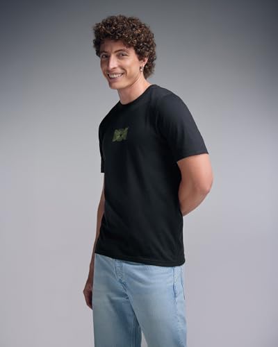 Image of Men's Cotton-Polyester Crew Neck Half Sleeve Relaxed Fit Tee | Workout-from-Home Casual Sports T-Shirt for Travel, Cafes, Walks & Lounge (XM1005)