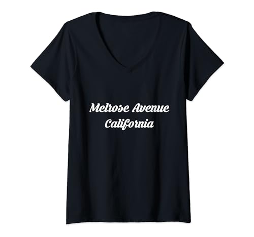 Photo de Femme Melrose Avenue California CA City Tourist Souvenir Cadeau Cali T-Shirt avec Col en V