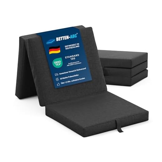 Betten-ABC - Faltmatratze anthrazit (3-TLG.) - ideale für Gäste - Klappmatratze für Reisen, Camping & Kinder zum Spielen - Oeko-TEX-Zertifiziert - Bezug aus Baumwolle & Polyester - leicht verstaubar