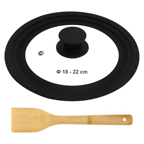 ZMDMAH Coperchio Universale, Coperchio in Vetro Coperchi Universale Vetro Temperato per Pentole con Bordo in Silicone Resistente al Calore, per Pentole e Padelle da 18 20 22 cm Diametro
