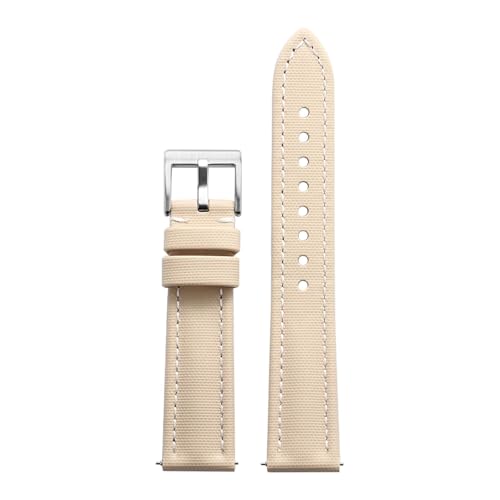 SiChouwz 18mm 19mm 20mm 21mm 22mm �Z�C���N���X�X�g���b�v �_�C�o�[�Y�E�H�b�` �����Y �N�C�b�N�����[�X �h���E�H�b�`�o���h(Beige White,21mm)