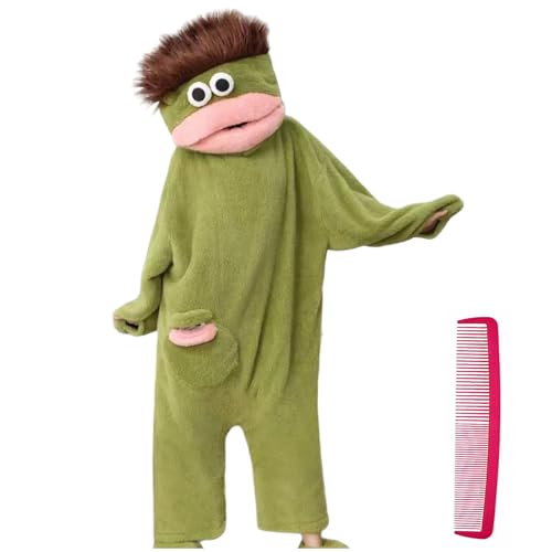 Pijamas de una pieza para mujeres y hombres monos de disfraz de animales divertidos, monos de cosplay de forro polar para adulto pijamas cómodos de forro polar para adulto Unisex (Green #2, S)
