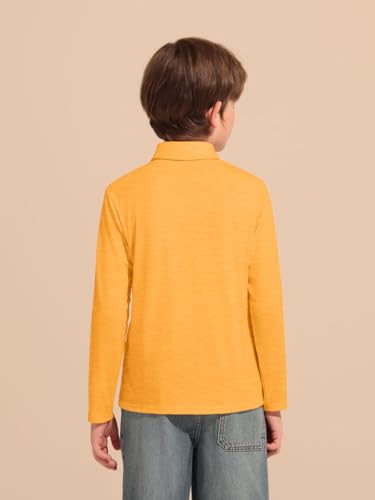 Image of Haloumoning Boys Long Sleeve Polo Shirts Kids Casual Button School Uniform Shirts with Chest Pocket 5-14 Years