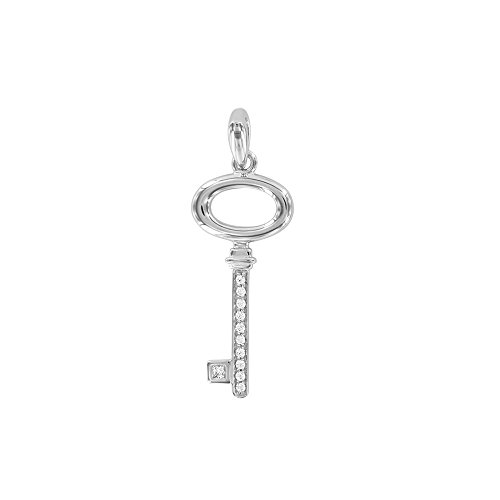 Pendentif clé argent 925 rhodié et oxyde de zirconium pour collier