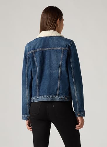 Levi's Para Mulher. 36136-0063 Casaco Sherpa Trucker Azul (S), Casual, AlgodãO, Denim, Manga Comprida - 3