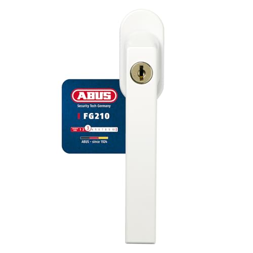 ABUS Poignée de Fenêtre Verrouillable FG210 - Poignée de Fenêtre à Cylindre Poussoir, à Verrouillage Identique - Niveau de Sécurité 3 - 59487 - Blanc