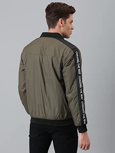 Image of Dennis Lingo Men's Polyester Long length Long Sleeves Bomber Jacket - Mandarin Collar, Welt Pocket, Lightweight, Casual Winterwear