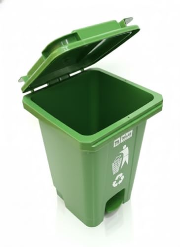Image of Milan Plastic Garbage Waste Dustbin with Step-On Pedal 65 Ltr Green