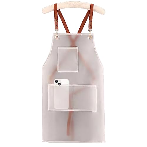 YCYUYK Grembiule impermeabile in PVC trasparente, unisex, per lavare i piatti, cucinare, trasparente, bianco, Taglia unica