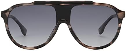 GLINDAR Polarized Shield Sunglasses for Men Women, Oversized Round Flat Top Sports Glasses UV400 Grey Tortoise/Gradient Grey