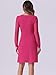 Allegra K Cocktail Mini Dress for Women's Mesh Long Sleeve Square Neck A-Line Club Party Dress Medium Hot Pink