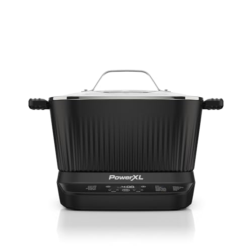 PowerXL™ StirMax™ Olla Multifuncional 5,7L con Tecnología StirMax™, 12 Funciones Preestablecidas, 1500W, Revestimiento Antiadherente Blue Diamond, Cocción Rápida, Diseño Compacto y Temporizador.