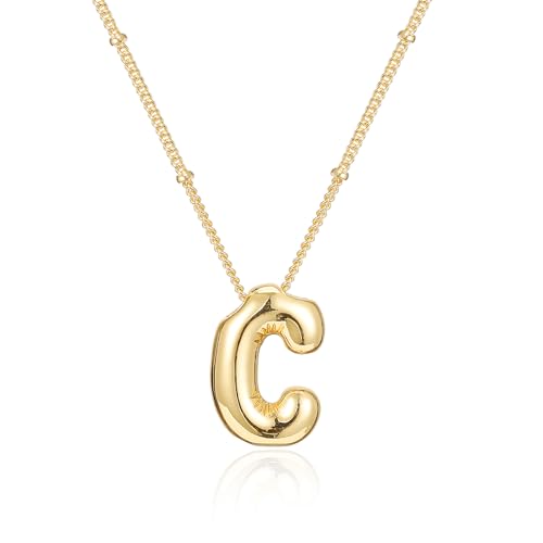 Gifts for Women,Bubble Letter Necklace Gold,14K Real Gold Plated,...