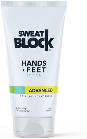 SweatBlock Antiperspirant Lotion for Hands & Feet, Proven to Reduce Excessive Sweating, Reduce Hand & Foot Sweat & Smelly Feet, Safe Effective, FDA Compliant Anti Sweat Lotion for Women & Men, 50mL
