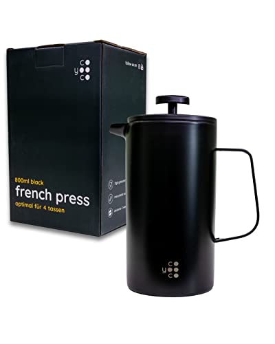 Coyooco French Press Black 800 ml | Für 4 Tassen | In 2 Größen erhältlich | Leckerer Kaffee für Unterwegs | Barista…
