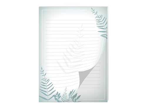 Briefpapier Motiv Natur Grün Eukalyptus Blättern pastell Briefblock für Mädchen Kinder und Erwachsene Geschenk (Block A4 mit 25 Blätter)