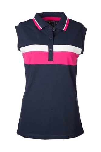 Rydale Ladies Classic Polo Shirt Equestrian Sleeveless Womens Top Summer Shirts (UK, Numeric, 12, Regular, Regular, Navy)