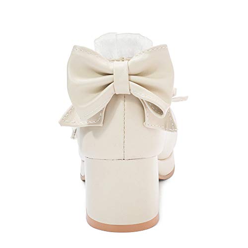 Image of LUXMAX Women Kawaii Mid Block Heel Mary Jane Rockabilly Pumps with Bow Platform Chunky Heel Cute Sweet Shoes
